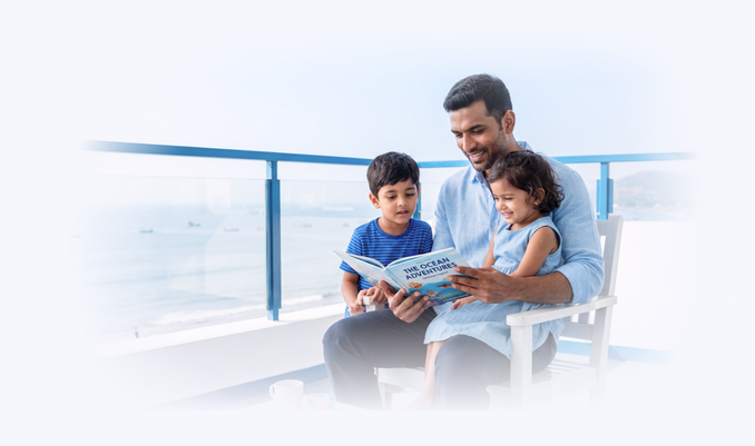 Father reading with kids